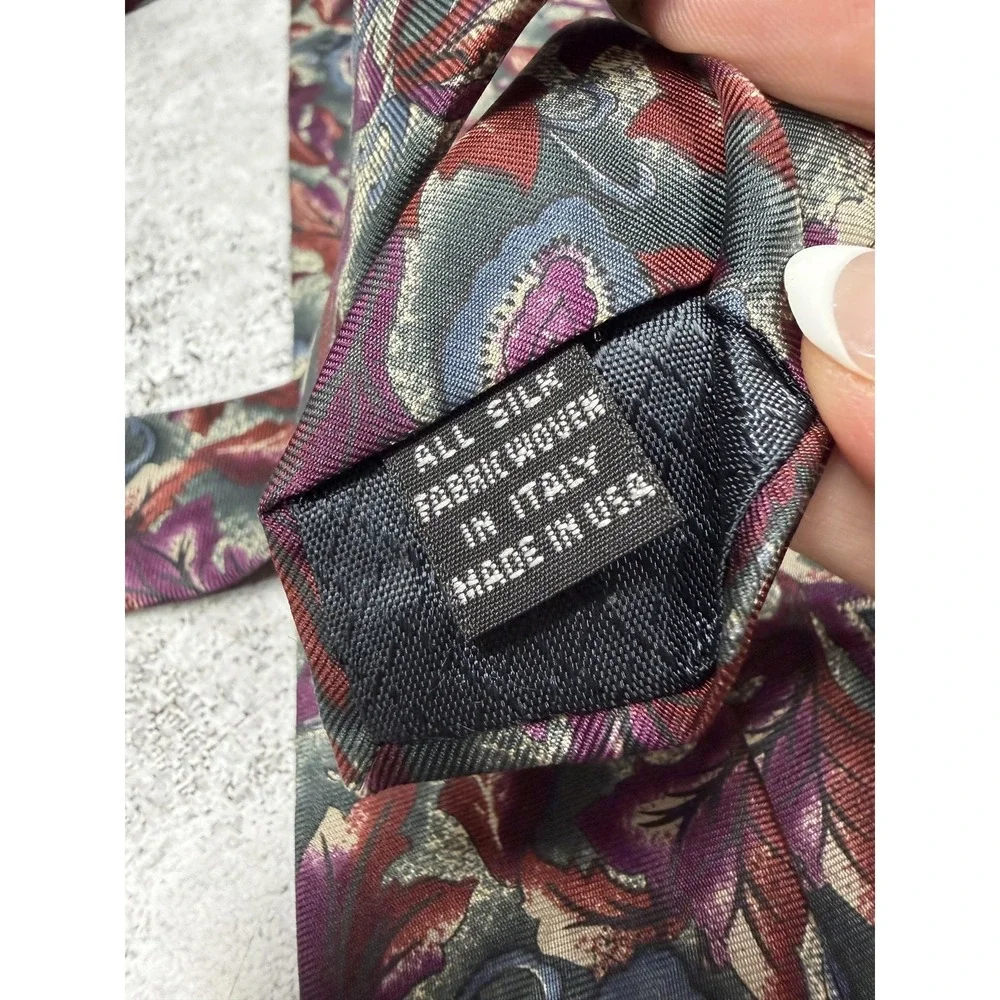 Christian Dior Tie Mens One Size Multicolor 100%‎ Silk Paisley Italy Designer